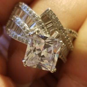 .925 Stamped Sterling Silver 4CT Wedding Ring 6